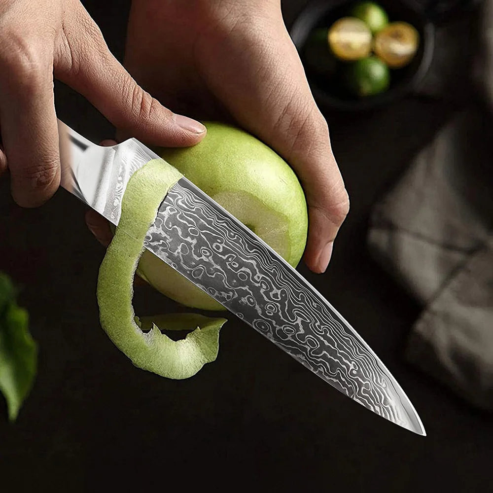 High-end Damascus Kitchen Knife Set Vegetables Fruit Slicer Chef Peeling Carving Sashimi Utility Paring Slicing Knives