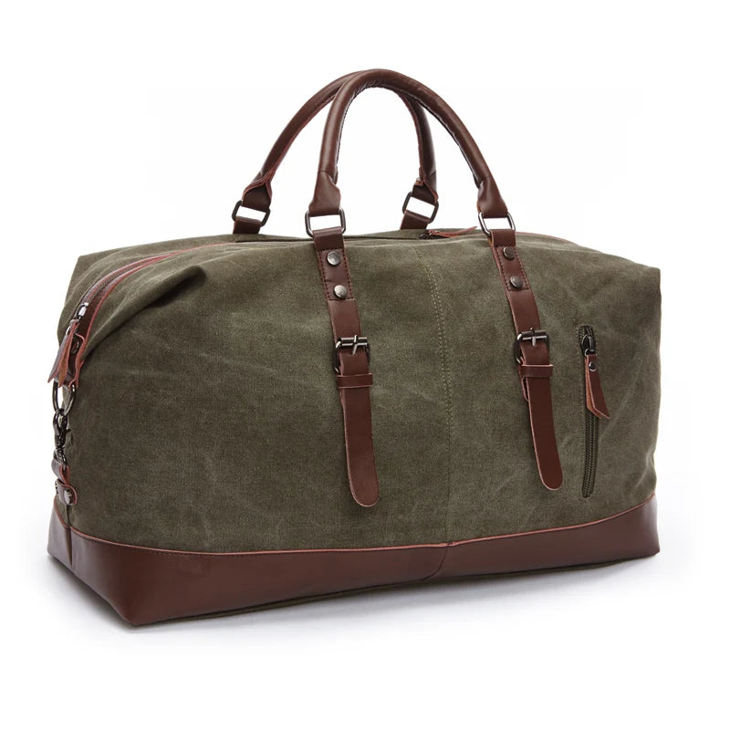 ZUOLUNDUO Large Canvas Weekender Duffle Bag with Shoe Compartment Gym Travel Fitness Sport Bag Gym Men