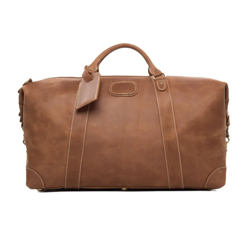 Vintage Leather Travel Bag Genuine Leather Holdall Leather Weekender Duffel Bag for Overnight