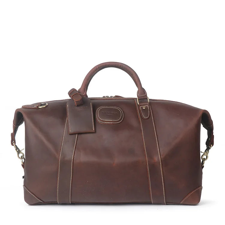 Vintage Leather Travel Bag Genuine Leather Holdall Leather Weekender Duffel Bag for Overnight