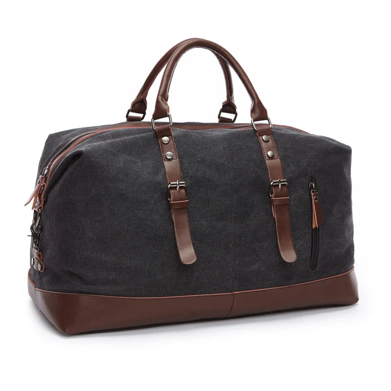 ZUOLUNDUO Large Canvas Weekender Duffle Bag with Shoe Compartment Gym Travel Fitness Sport Bag Gym Men