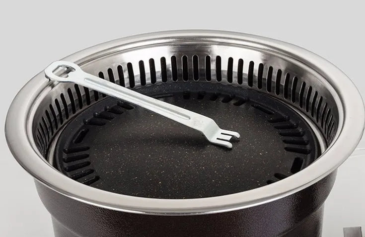 High Quality Round Shape Stainless Steel Indoor Restaurant Equipment Downward Exhaust Smoke Electric BBQ Grill