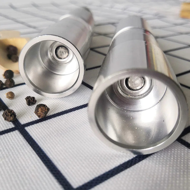 Factory Made Small MOQ Stainless Steel Thumb Pepper Mill One Hand Salt and Pepper Grinder