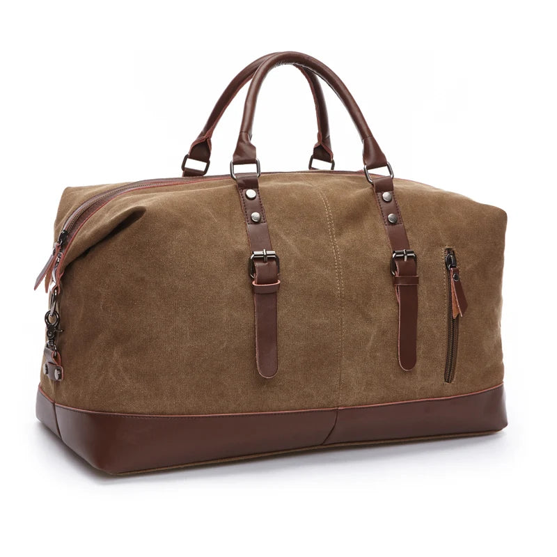 ZUOLUNDUO Large Canvas Weekender Duffle Bag with Shoe Compartment Gym Travel Fitness Sport Bag Gym Men