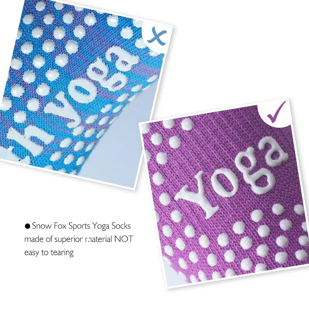 Women's Five-Toe Yoga Pilates Socks with Non-Slip Grips Crew Length Body Logo Separator