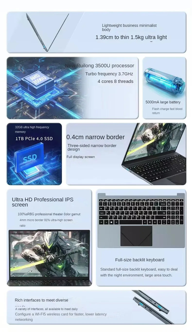 The New amd 3500u Office Game Business Book Sold Across R5 Office Design Gaming Laptop Thin Wholesale Cross-border Laptop