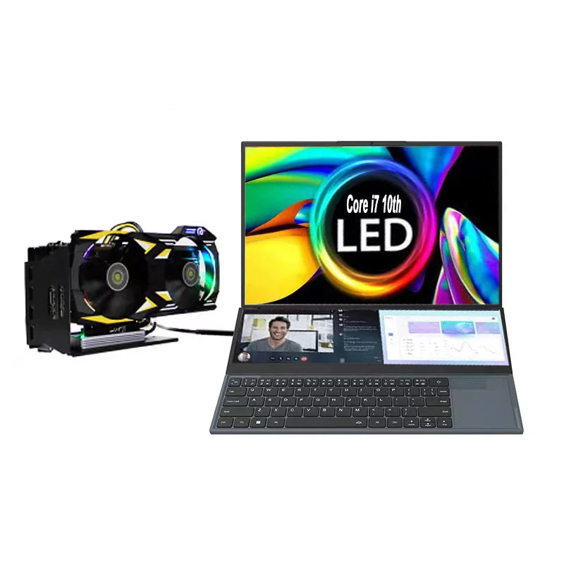 2025 Brand New Portable Touch Laptop 16+14 Inch Intel Core I7 9th Gen Double Screen Notebook Gaming Laptop