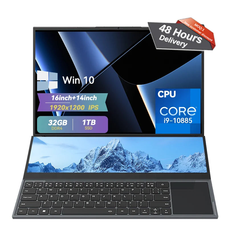 New Arrivals OEM Dual Screen Core I4/14.4/15.6 Inch 256GB/512GB/1TB Business Notebook Computer Laptop for Office