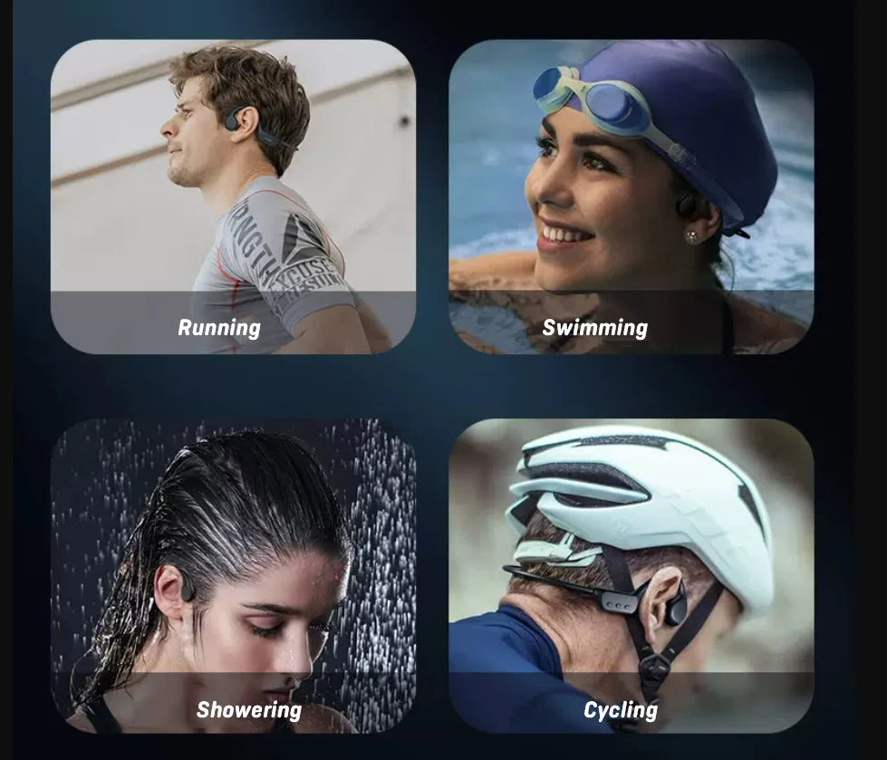 Top Selling IPX8 Waterproof Wireless Sport Earphones with Bone Conduction MP3 Player LED Battery Indicator for Swimming