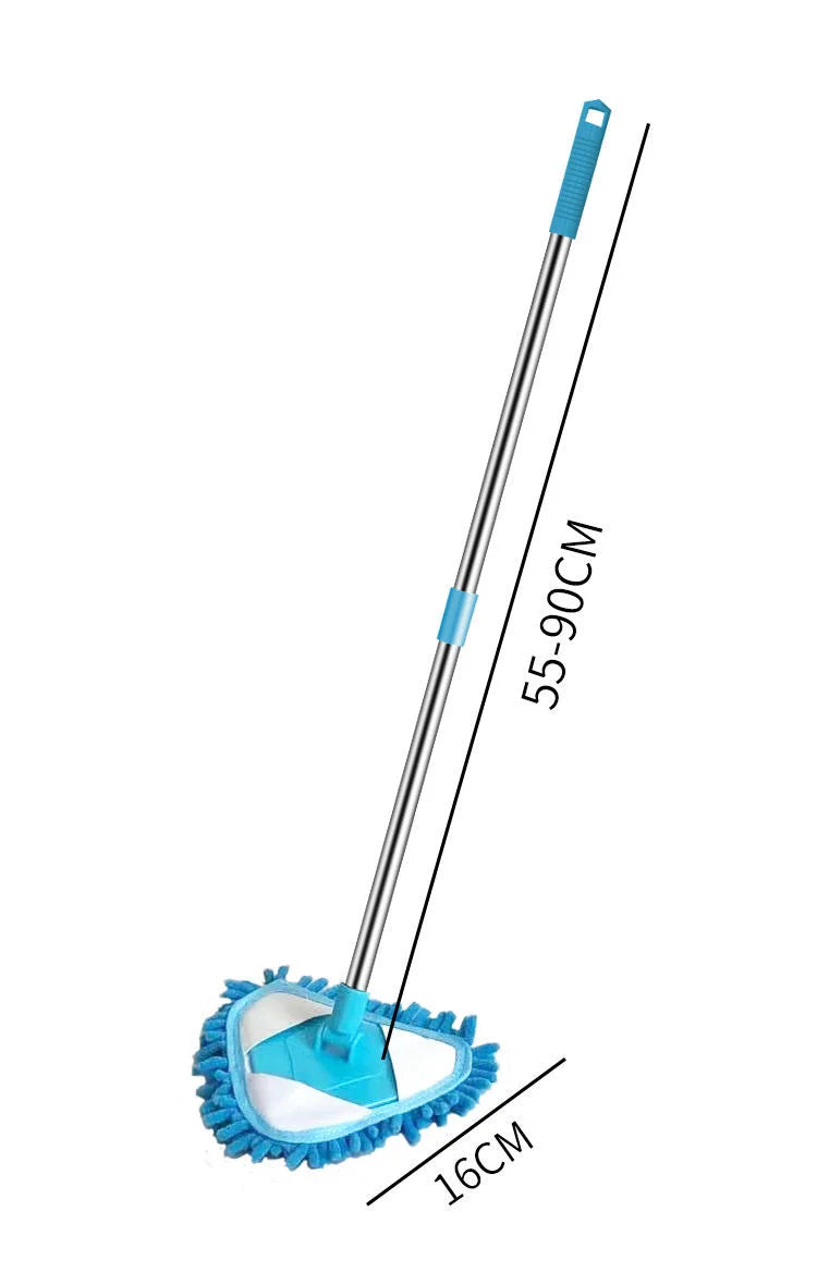 360 Degree Microfiber Dust Wall Mop Stick with Extensible Magic Handle Indoor Cleaning Flat Triangle Plastic Broom