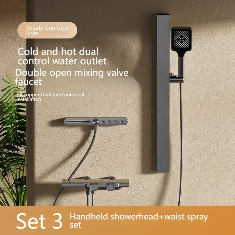 High Quality Wall Mounted 2 Function Brass Shower Hot and Cold Mixer Bathroom Piano Waist Spray Shower Set