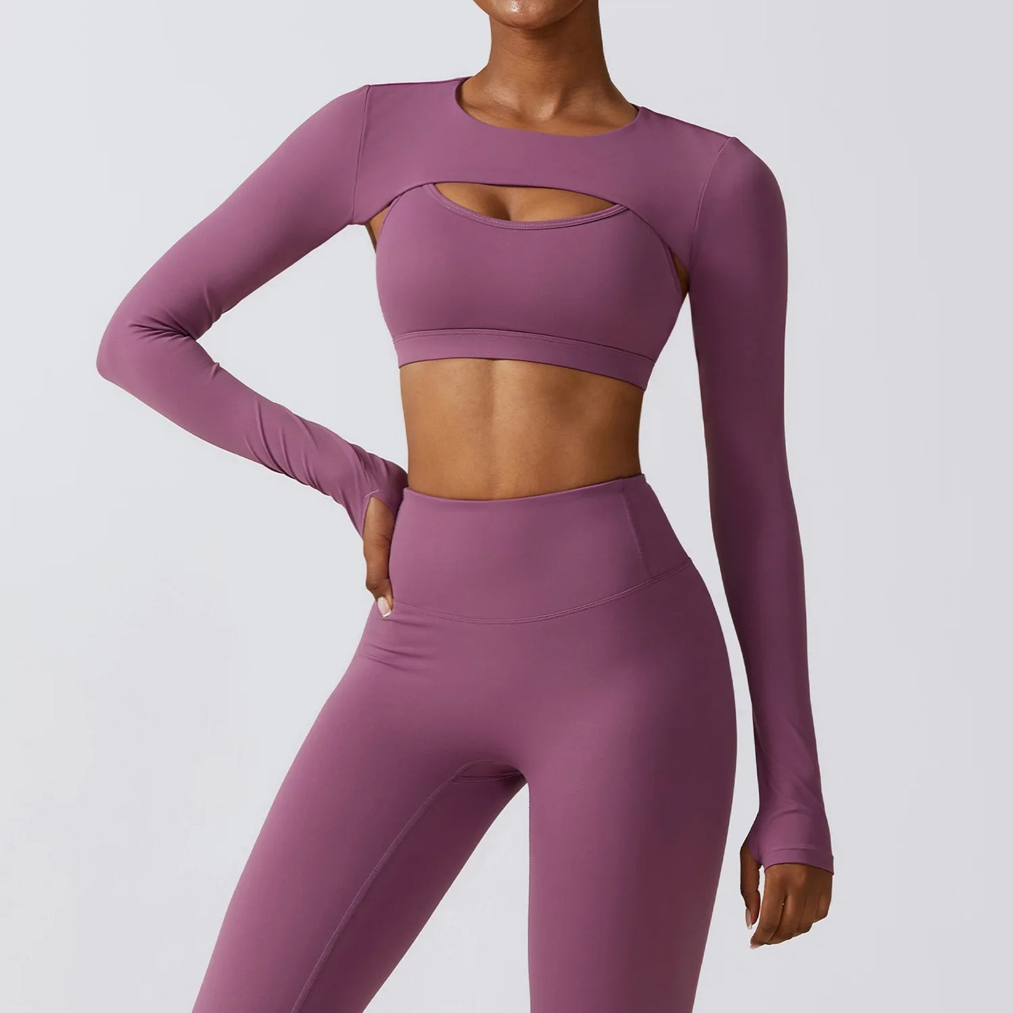 Conjunto de 3 Peças Fitness Feminino – Top Curto