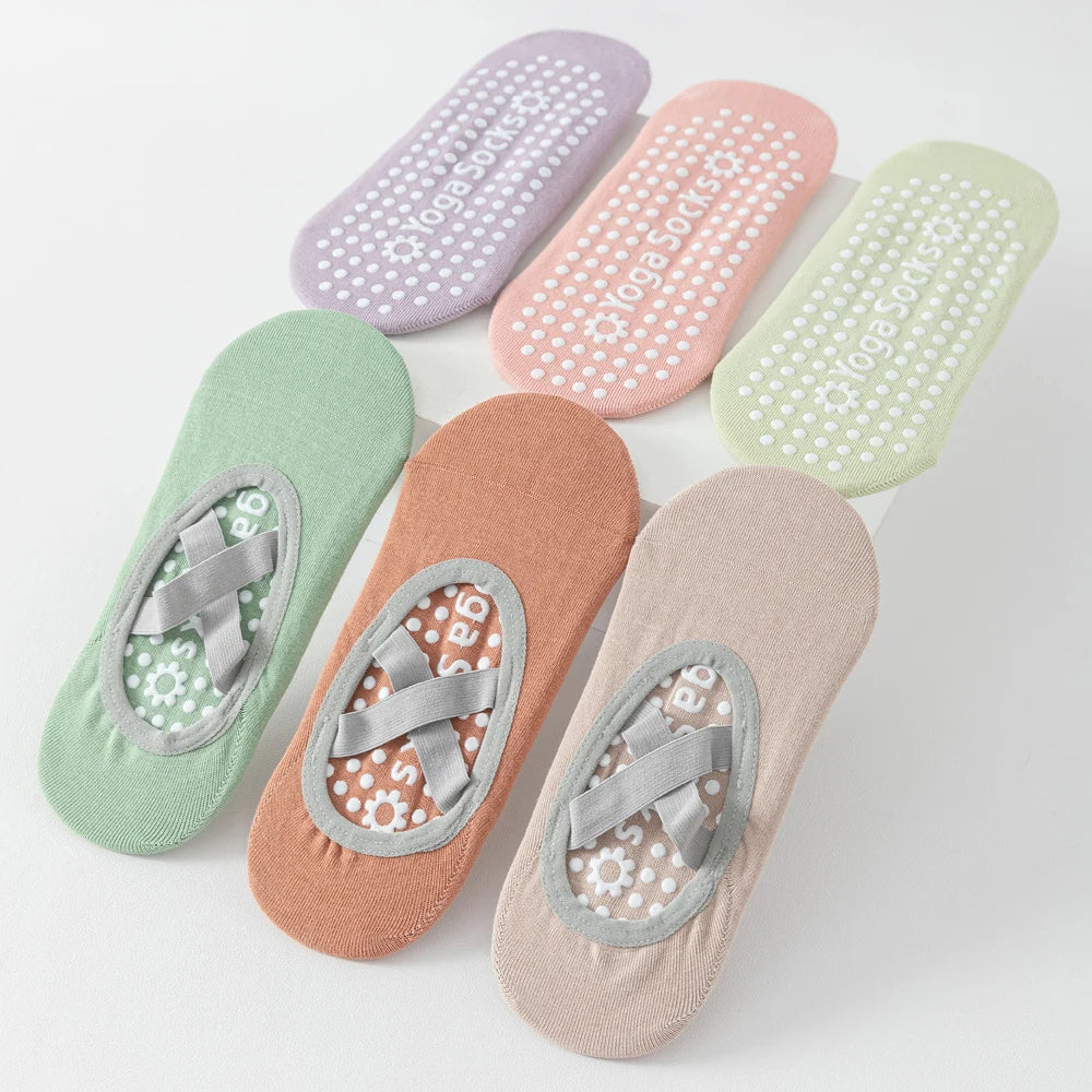 Boneless Custom Logo Grip Barre Trampoline Socks Pilates Non Slip Yoga Ballet Socks Compression Cotton Low Cut  Ankle  Socks
