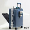 2024 New Design Front Open Carry on  Luggage Lightweight Hard Side Suitcase Travel Luggage With USB Charger and Cup Holder