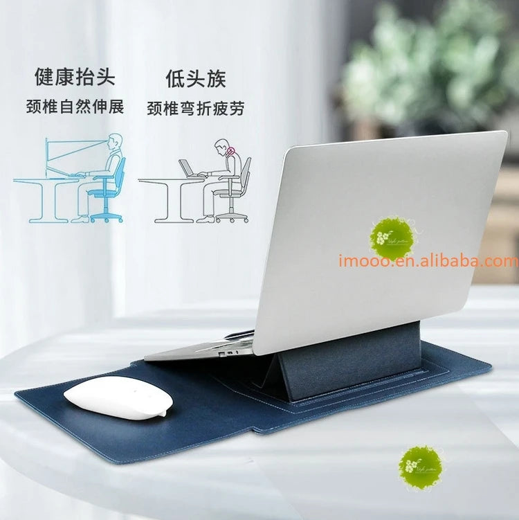Factory Price 3 In1 Laptop Bag with Stand Mouse Pad for 11 12 13 14 15 16 Inches PU Leather Notebook Cover Laptop Sleeve Case