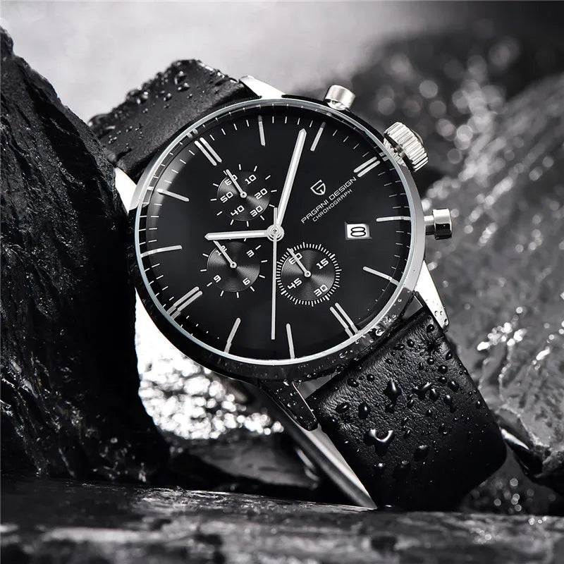 PAGANI DESIGN 2025 New Luxury Fashion Sapphire Japan VK67 Mens Watches Quartz Pointer Chronograph Waterproof Wrist Accessories