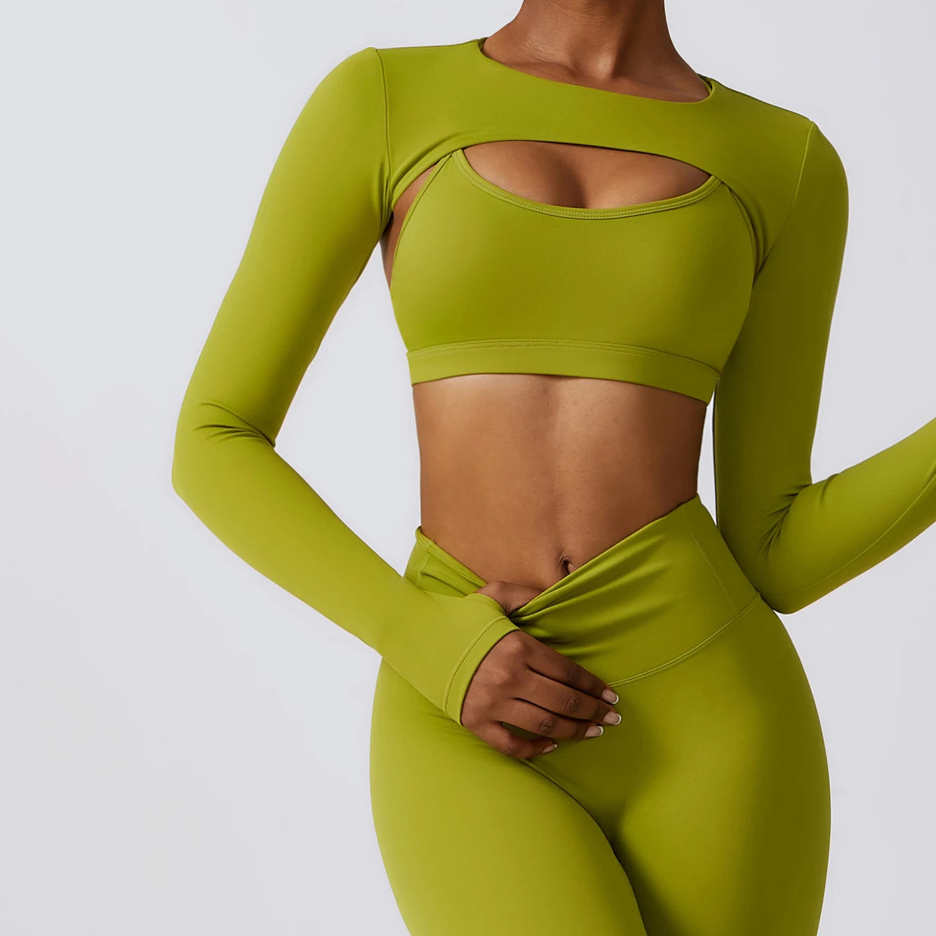 Conjunto de 3 Peças Fitness Feminino – Top Curto