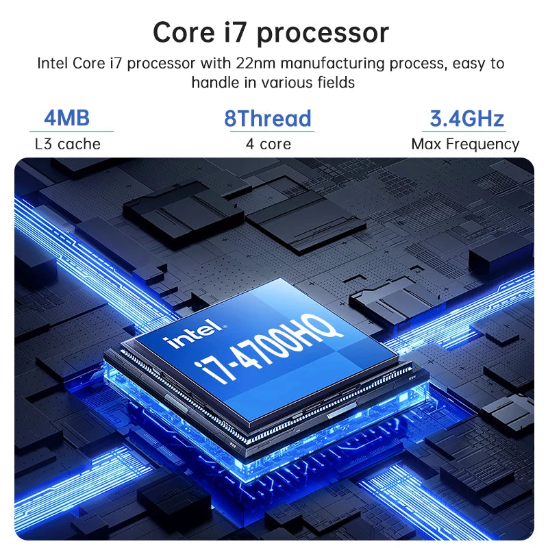 Mini Desktop I7 4700HQ 4200M Four-Core Eight-Thread Portable Gaming System WiFi HD VGA Core Business Barebone Fanless Industrial