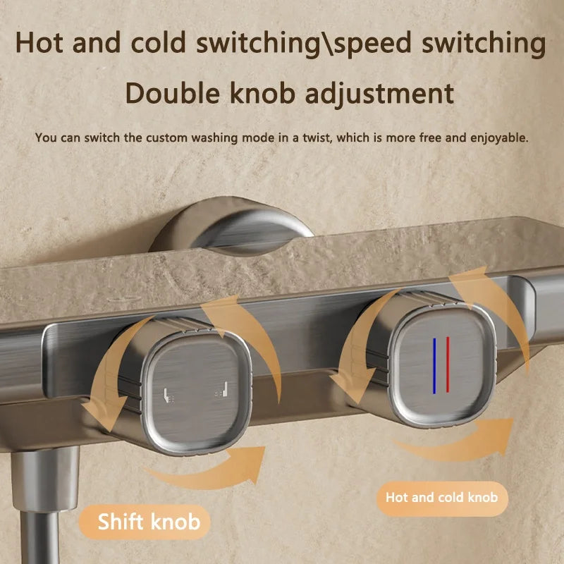 High Quality Wall Mounted 2 Function Brass Shower Hot and Cold Mixer Bathroom Piano Waist Spray Shower Set