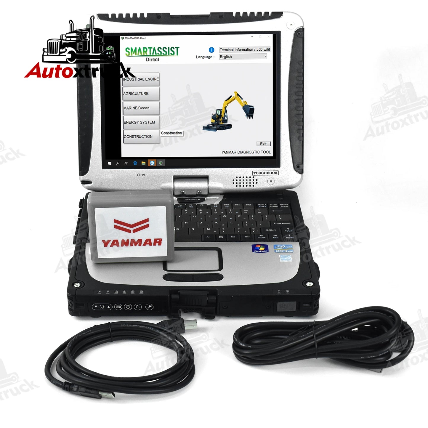 Toughbook CF-19 CF19 with Excavator Diagnostic Adapter Test Equipment for Yanmar Excavator Diagnostic Tool