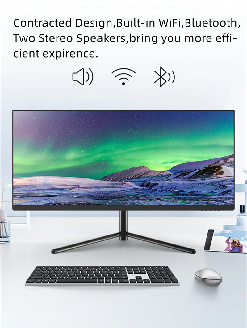 Ultrawide 21:9 AIO PC 30 Inch 2k Led 144hz 165hz Desktop Computer 6-12th Core I7 I5 I3 All-in-one All in One Game PC N5095 PC
