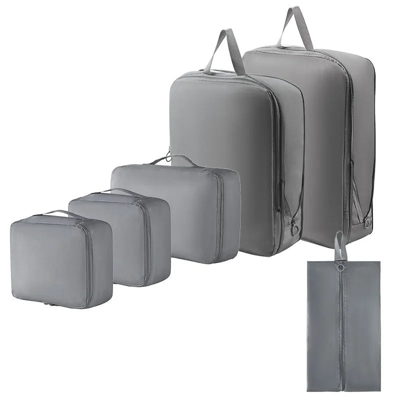 High Quality 7Pcs Set Travel Clothes Luggage Organizer Bag Accessories Compression Travel Packing Cubes