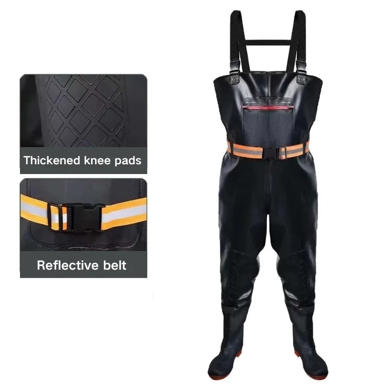Unisex Nylon Chest Waders with Steel Toe Boots Green  Waterproof Performance Gear for Men-for Fishing and Hunting