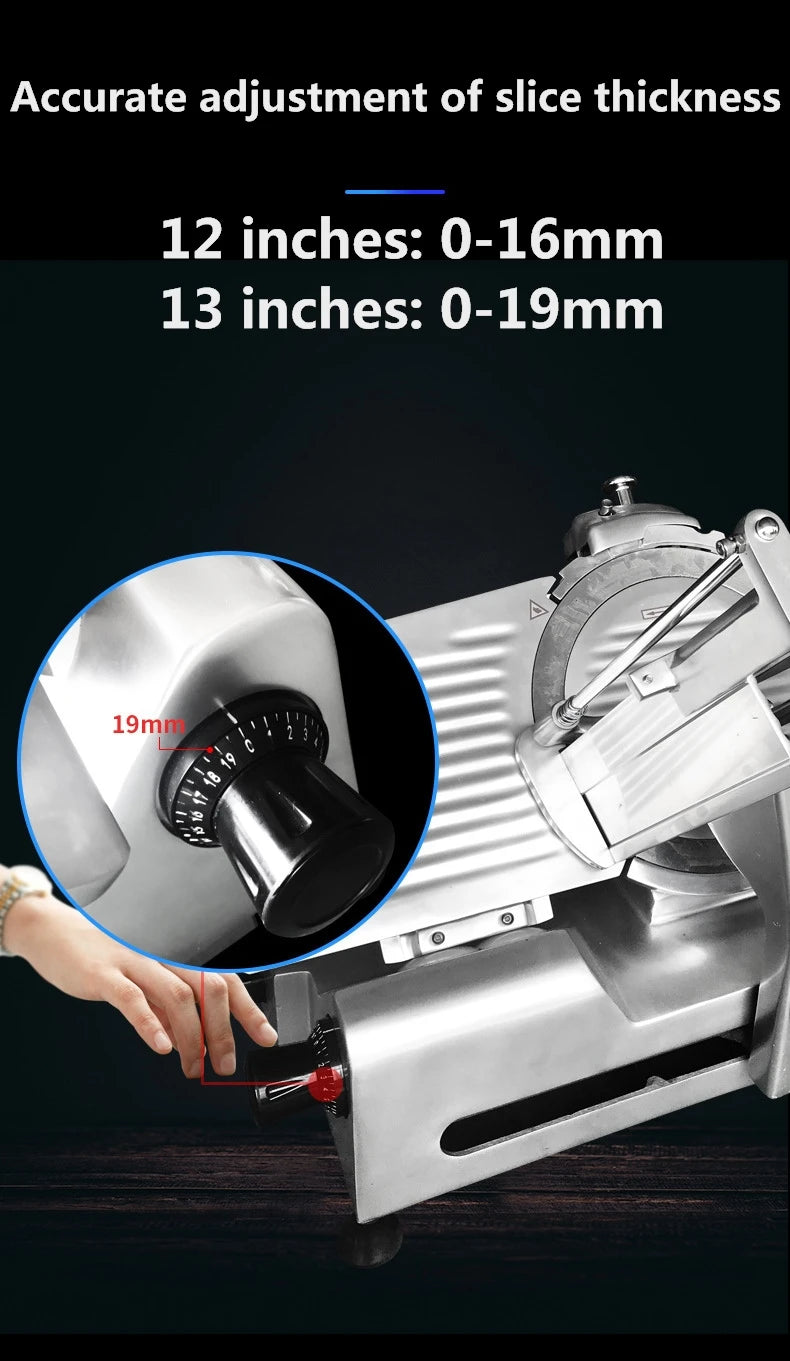 12 / 13 Inch Thin Meat Slice Cutting Machine Full Automatic Desktop Meat Slicer for Cutting Frozen Meat Mutton Roll Slicer