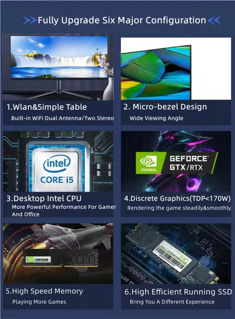 Ultrawide 21:9 AIO PC 30 Inch 2k Led 144hz 165hz Desktop Computer 6-12th Core I7 I5 I3 All-in-one All in One Game PC N5095 PC