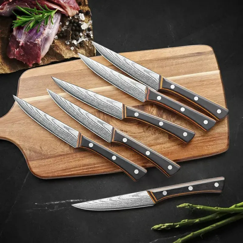 6 Pcs Custom Non-Stick Pattern Metal Blade Kitchen Slicer Knives Manufactory Company's Utility Fruit Knife