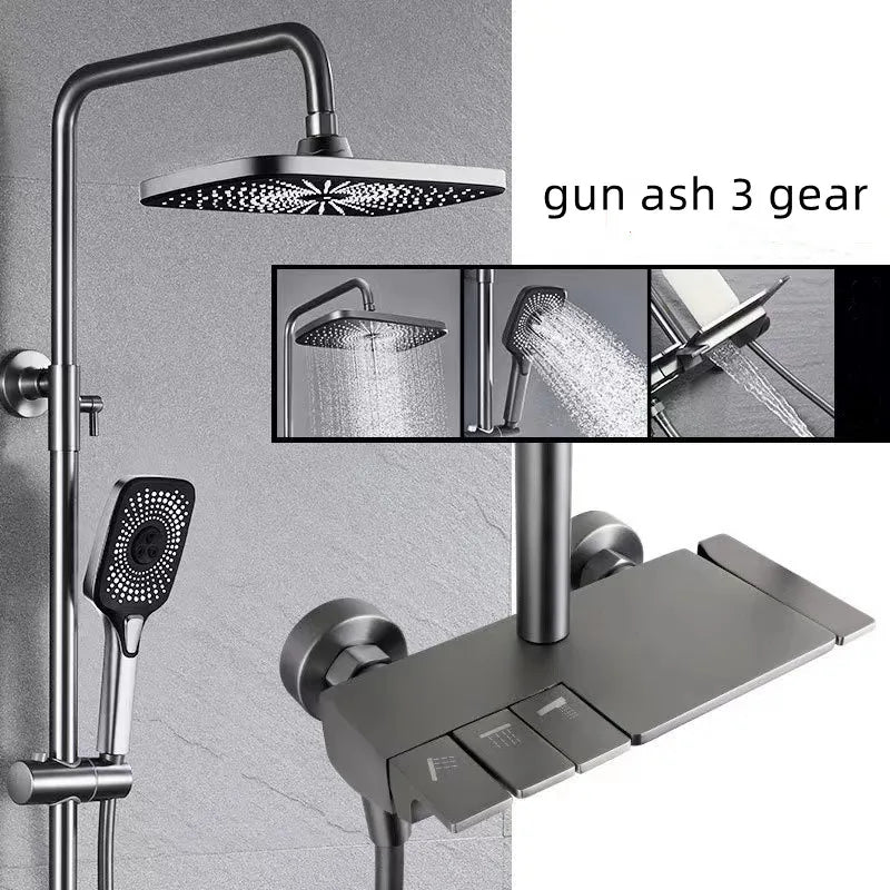 High Quality Full Brass Piano Key Shower Shower Set Bathroom With Airbrush Bathtub Shower Faucet