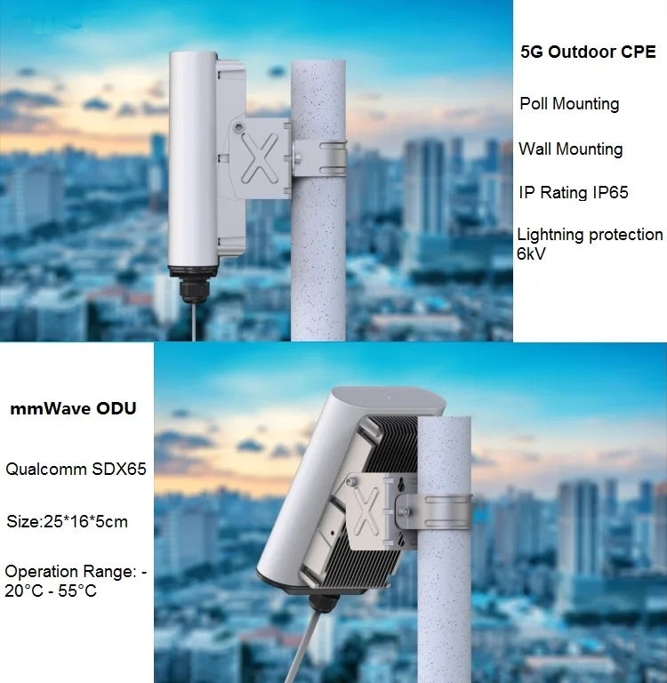5G NSA SA Esim Sim Modem FWA Cellular Qualcom Chipset X55 Wireless Broadband Router  IP67 Waterproof Outdoor CPE