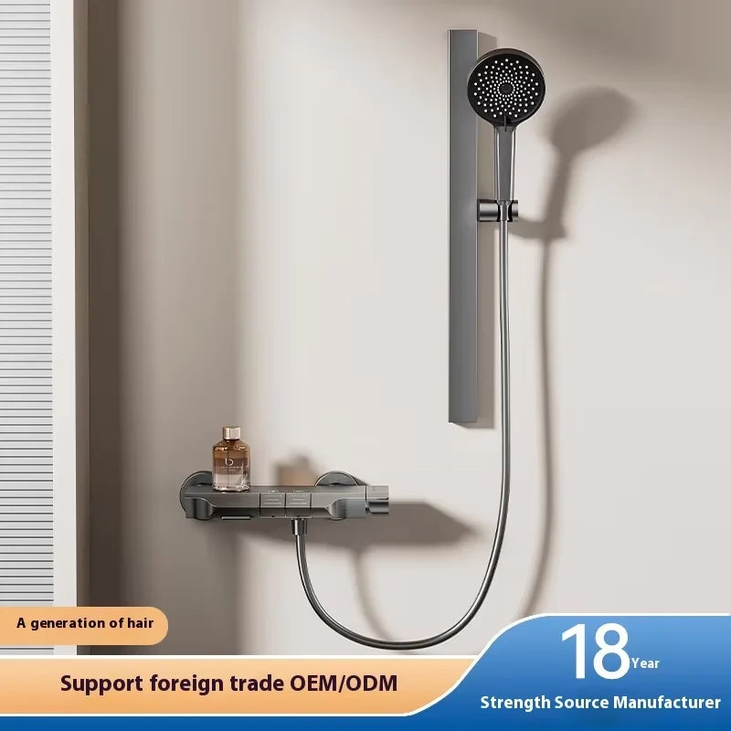 Contemporary Minimalist Handheld Showerheads Thermostatic Faucets Polished Brass No Top Spray Rain Pattern for Household