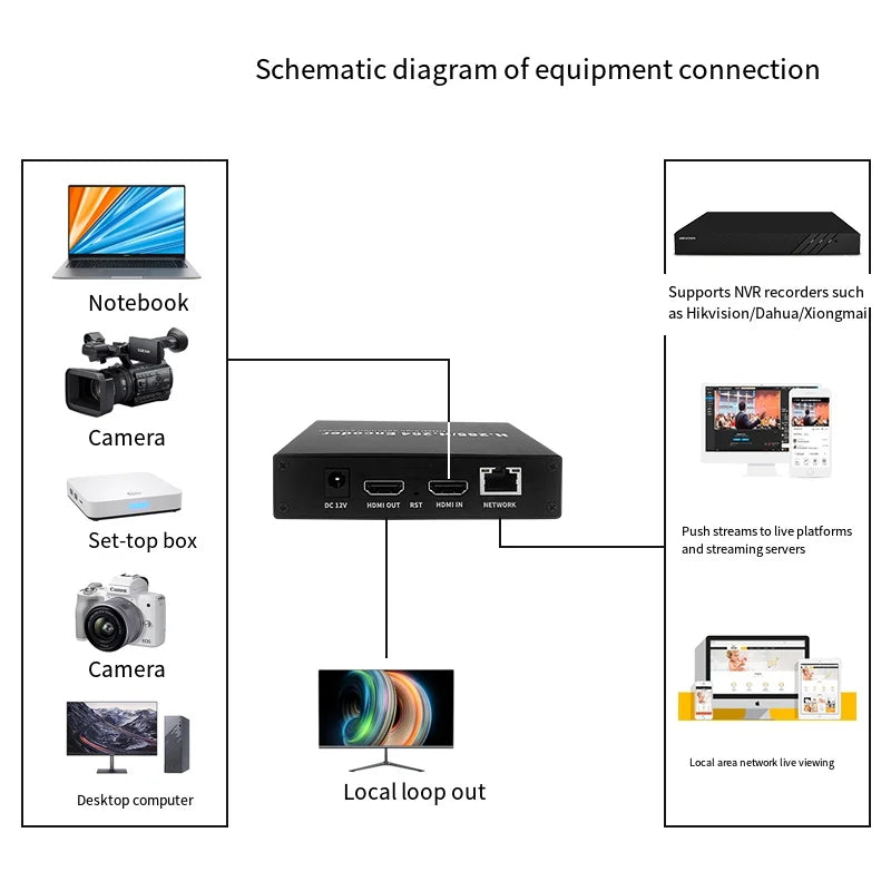 Mini H.265 Encoder PC/ Cash Register Recorder Monitor IPTV Udp & Hikvision Dahua NVR Live Streaming Push Encoder