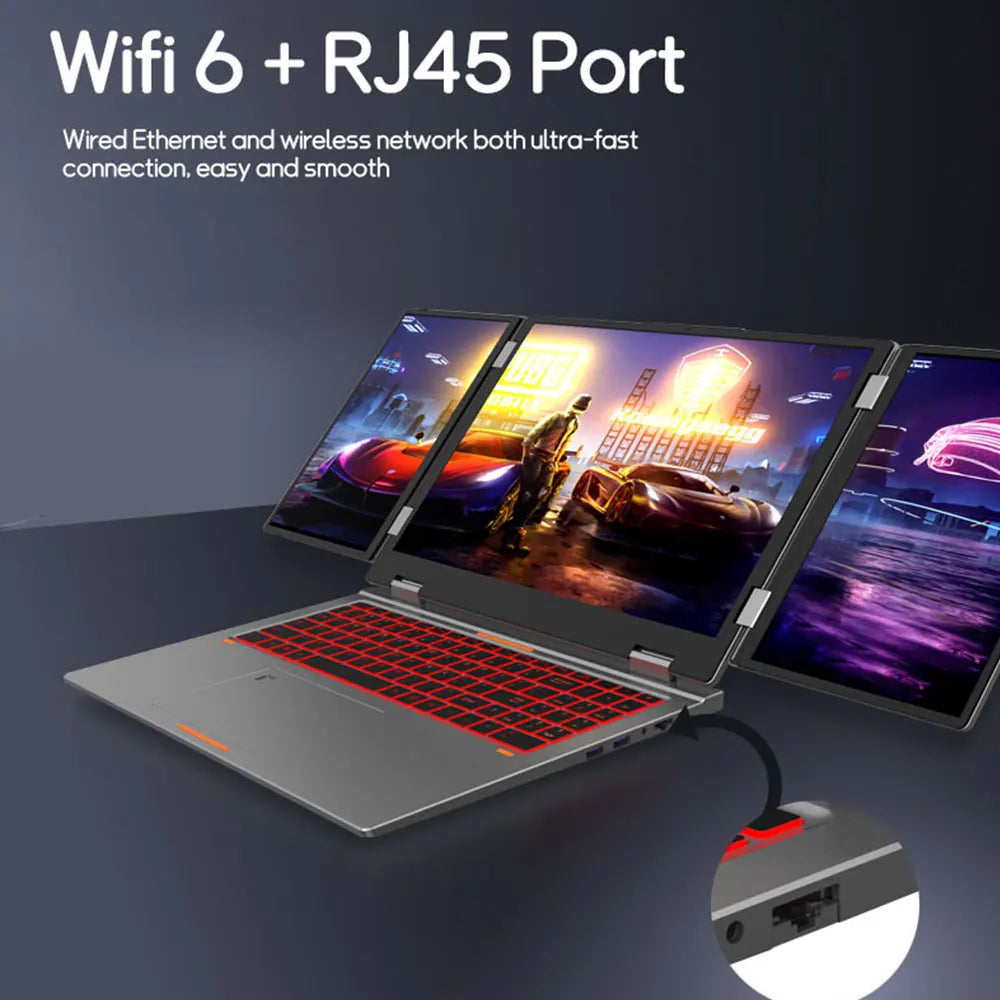 CRELANDER Max16 Three Screen Laptop 10.5 inch 16 inch LCD Core i7 12th Gen CPU Dual Channel DDR4 M2 SSD Computer Laptops  Gammer