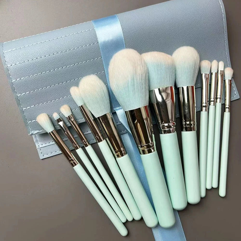 2024 New 12pcs Blue Makeup Brush Set with Make up Brush Set case Holder Health and Beauty Beauty Products