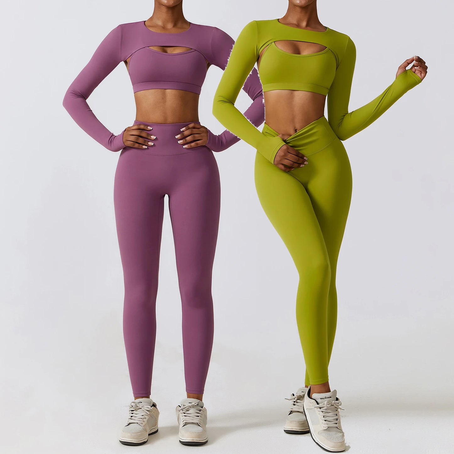 Conjunto de 3 Peças Fitness Feminino – Top Curto