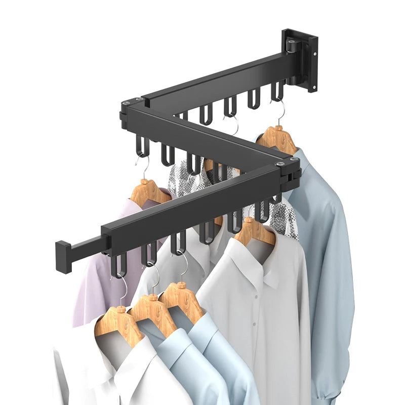 Laundry Retractable Drying Rack Folding Wall Mounted Clothes Hanger Rack