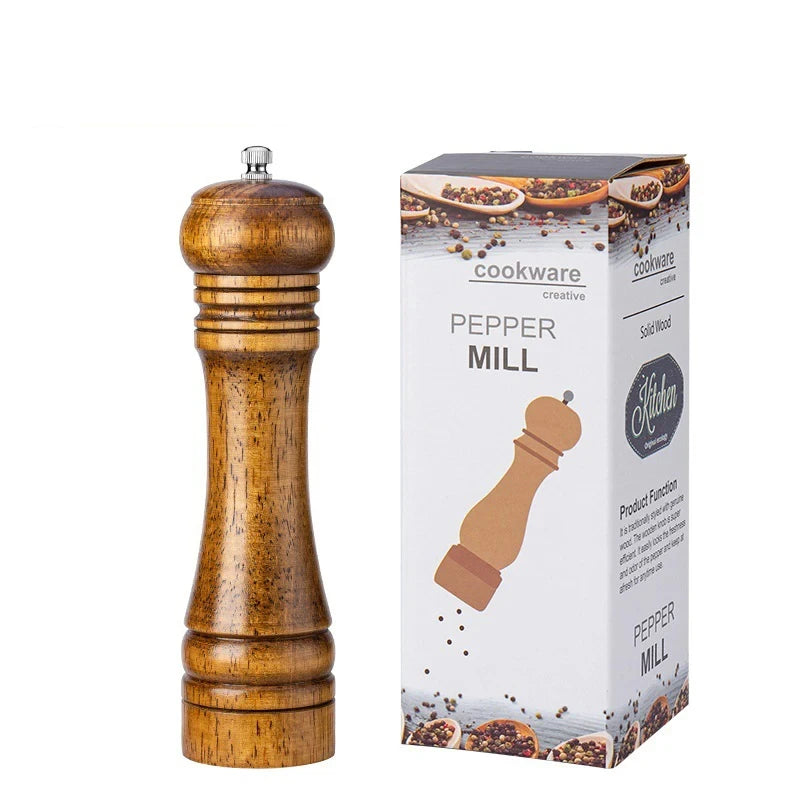 Wooden Grinder Freshly Ground Black Pepper Grains Grinding Bottle Sea Salt Pepper Peppercorns Pepper Household Seasoning Bottle
