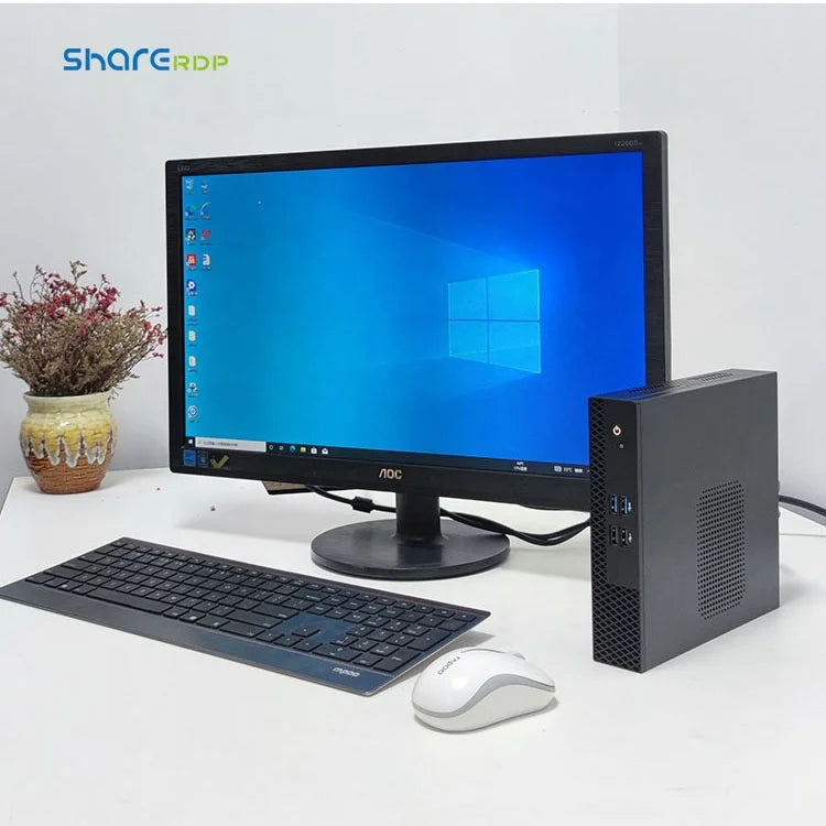 Sharerdp Custom Manufacturer T100 Mini PC Celeron J1900 J4125 10W 8USB Portable Mini Desktop Computer Casing for Work
