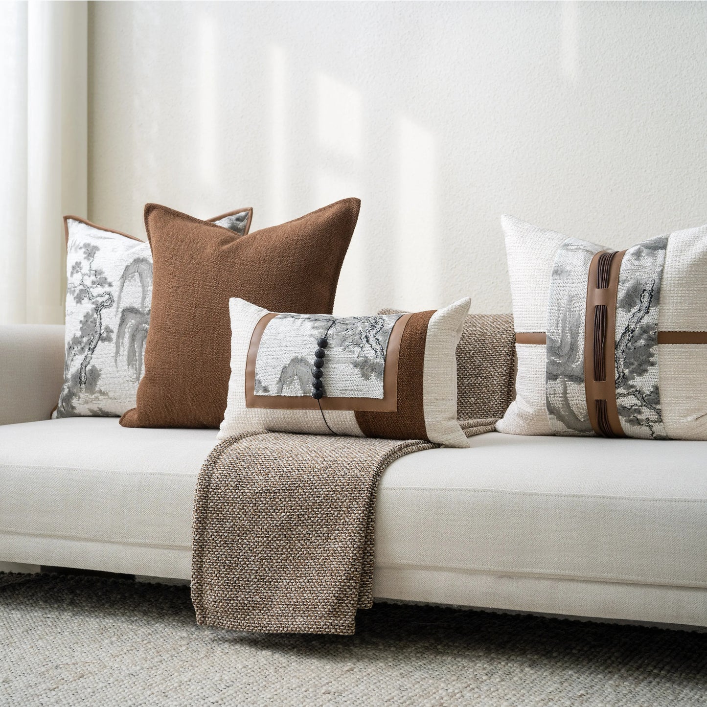 Yuanhee square Pillow Cushion Suitable for Hotel Model Room Living Room Bedroom Home Decorative Combination Pillow Cushion Set