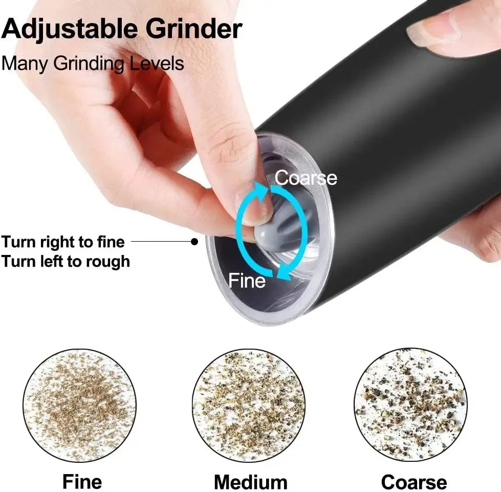 Electric Portable Gravity Salt and Pepper Grinder Set Mill with LED Light Automatic Pepper Grinder
