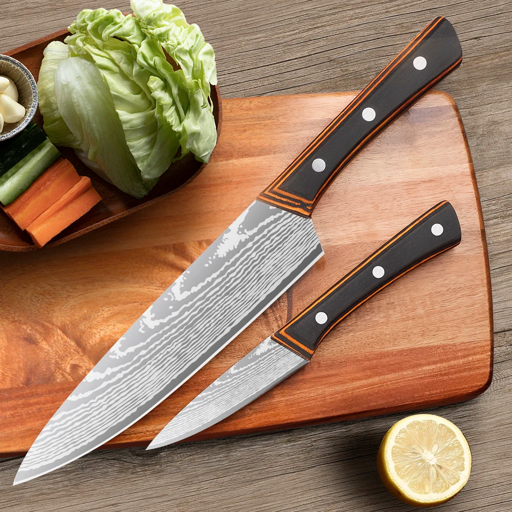 Chef Custom Kitchen Slicer Knife SS3CR13 Non-Stick Pattern Blade Nakiri Carving & Filleting Metal Slicing Knives