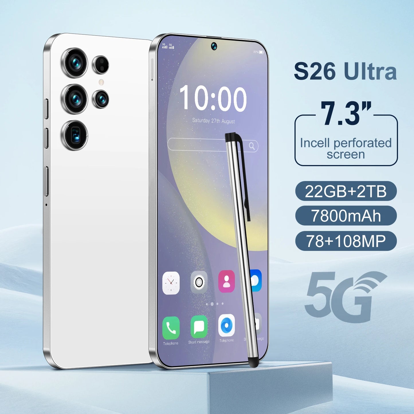 2025 New Original Phones S26 ultra 5g Smartphones 22GB+2TB 5G Dual SIM Cellphone Mobile Phone Face Unlock Android 14 5G Phone