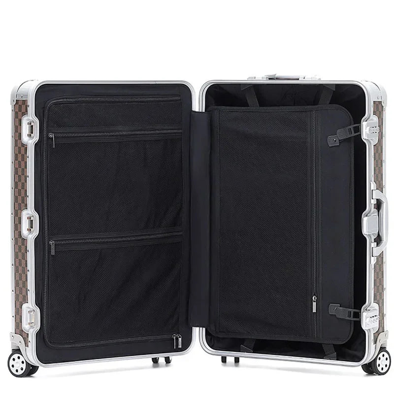New Arrival Aluminum Spinner Suitcase Set with Pull Rod and Password Lock for Business Travel Carry on Suitcase Luggage