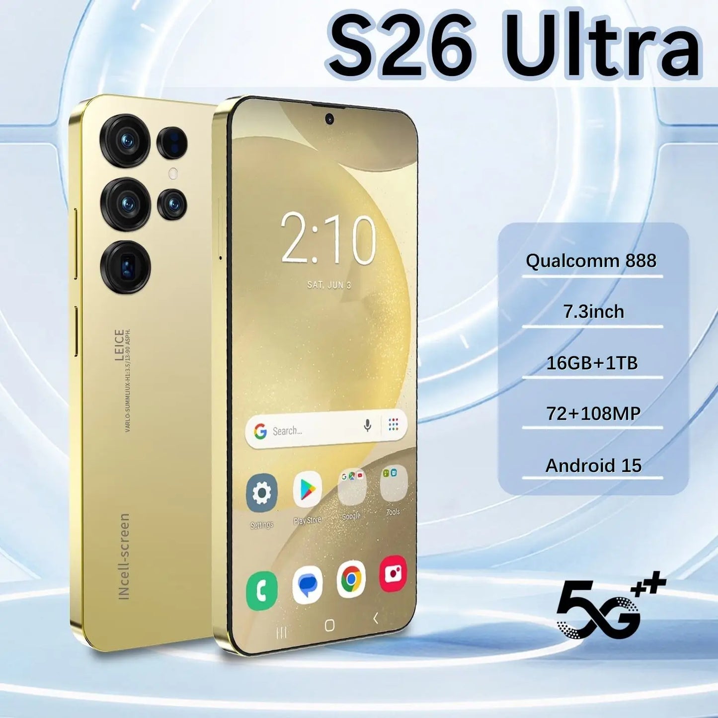 Original Unlocked S26 Ultra Smartphone 7.3 Inch Full HD Screen 16GB+1TB Memory Android 15 108MP Rear Camera Face ID LTE CDMA