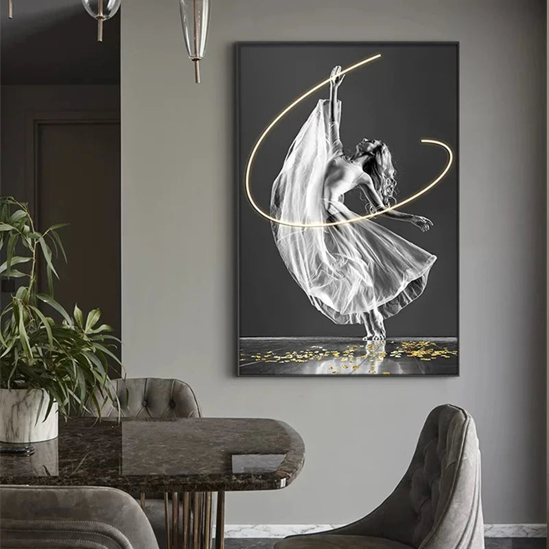 Modern Living Room Sofa Porch Decorative Painting Aluminum Alloy Set with Diamonds Crystal Porcelain Painting Home Decoration