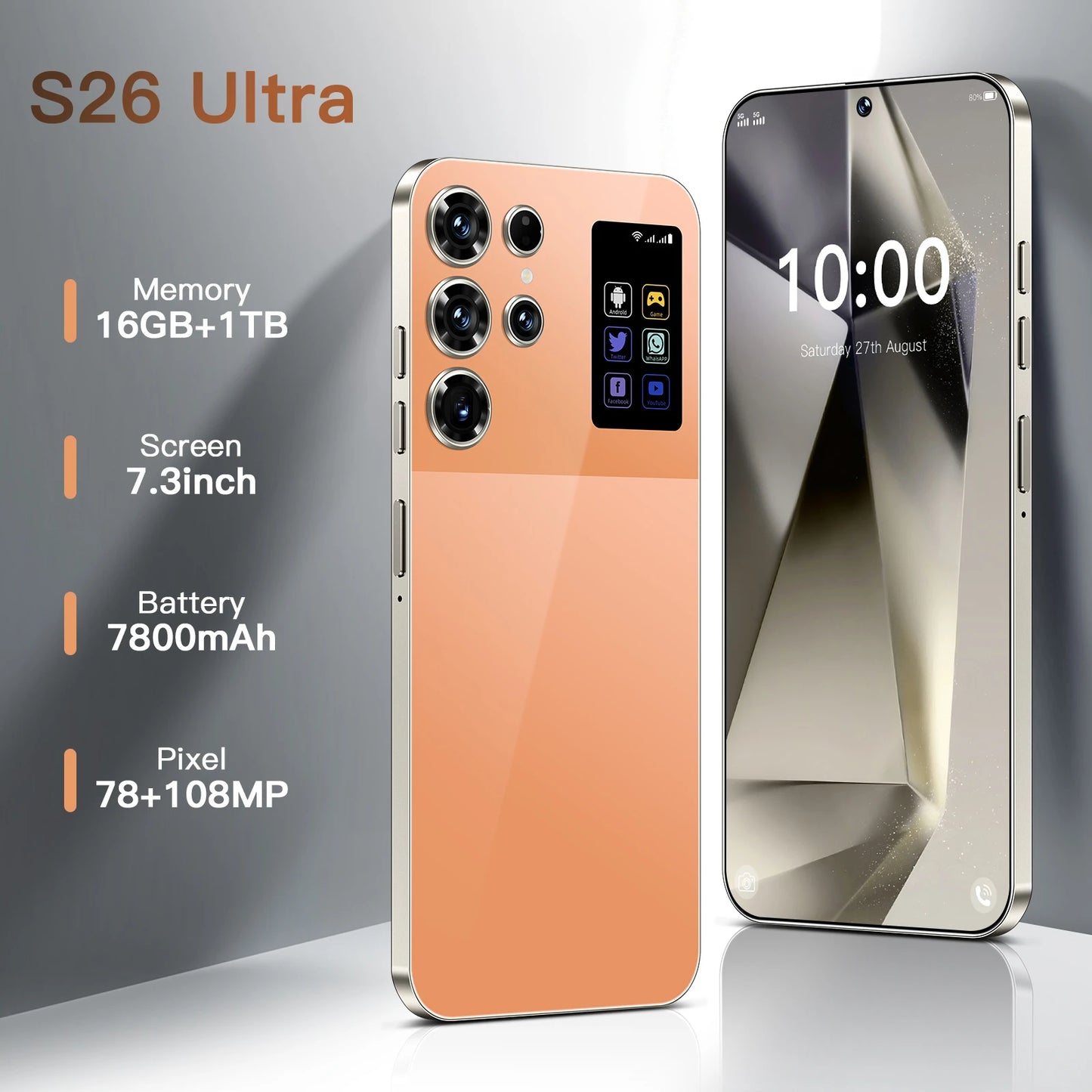 High Quality S26 ultra 5G Smartphone Global Version HD Android 14 Decacore 16GB+1TB Storage Original Unlocked Mobile Phone