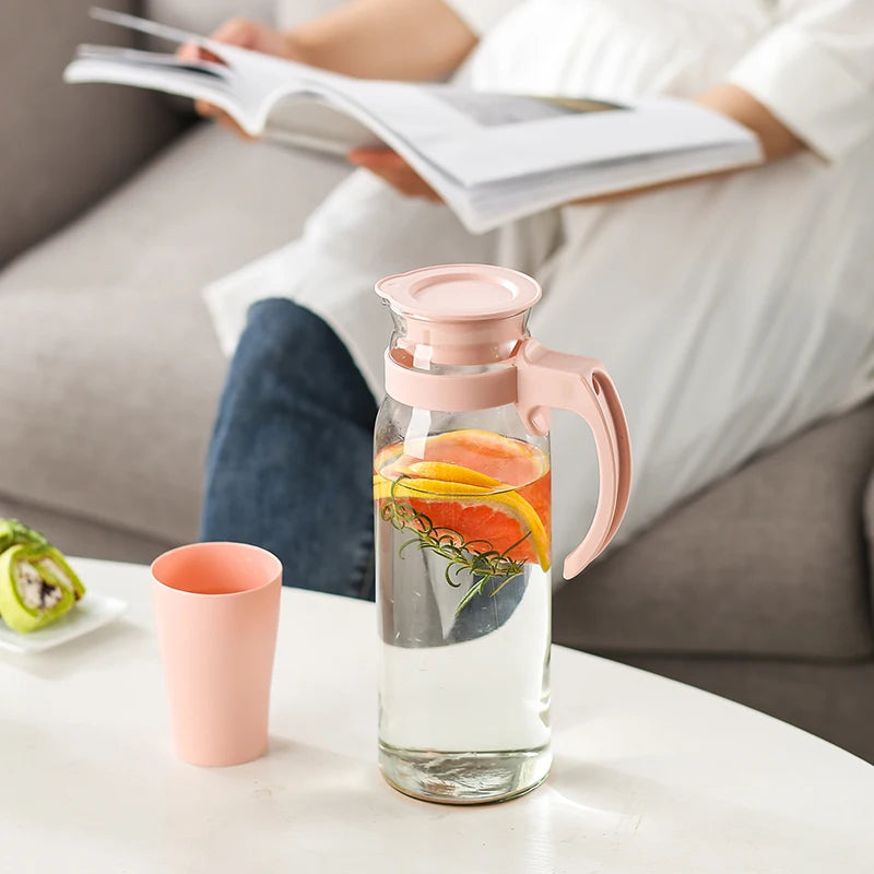 Hot Sale 1400ml Summer Cold Juice Ice Filter Jug Glass Water Pitcher with Plastic Lid