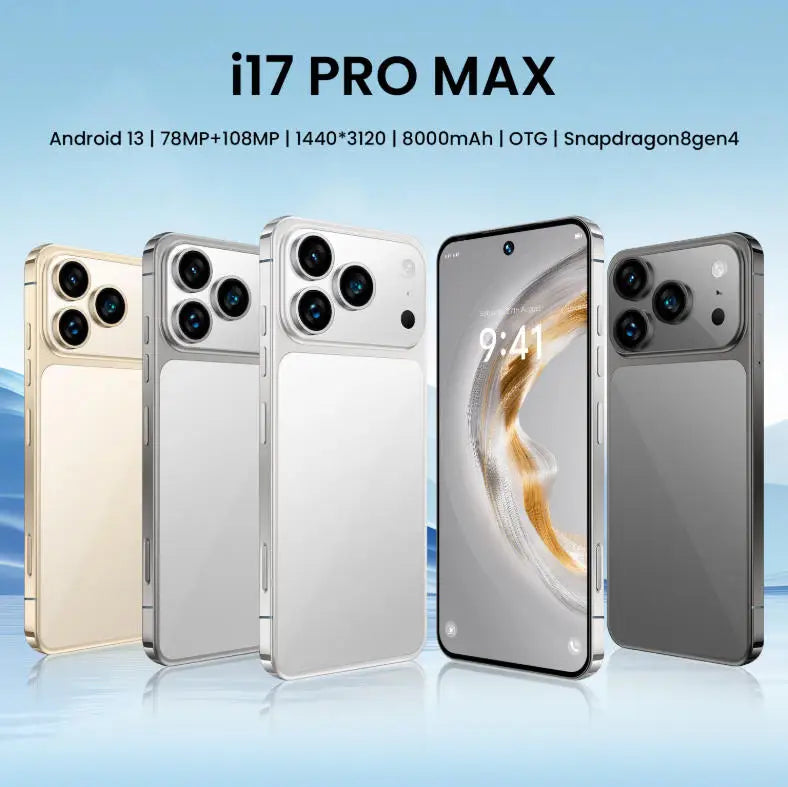 I 17 Pro Max 5G Smartphone 108MP Triple Camera 8GB+256GB 8000mAh Fast Charge Global Version Cross-Border Hot Selle